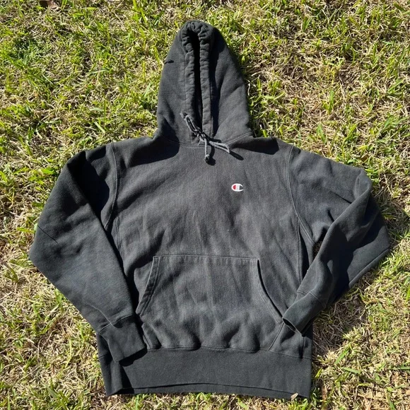 Men black champion hoodie hot sale